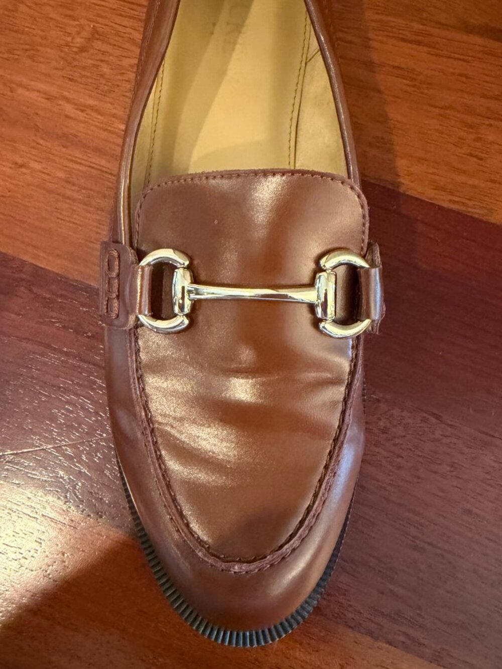 J. Crew Classic Loafers Camel with Gold Bit Academia Old Money, Size 7 - Picture 3 of 11